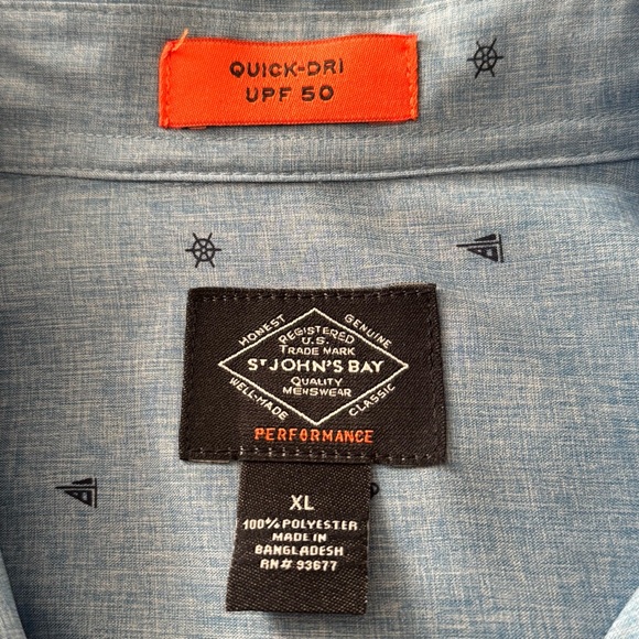 St. John’s Bay Men’s XL Performance Quick-Dri UPF 50 Button-Up Shirt - Picture 3 of 7